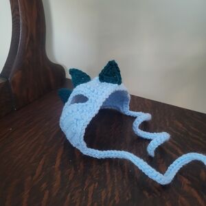 Blue Dinosaur Crochet Cat Hat
